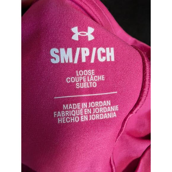 Women's UA Shirt Under Armour Vanish Energy Emboss Pink Size Small Crop Top Rush - Picture 10 of 16